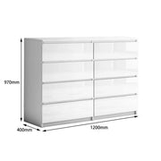 'Monaco' White Chest of 8 drawers by sue-e furniture
