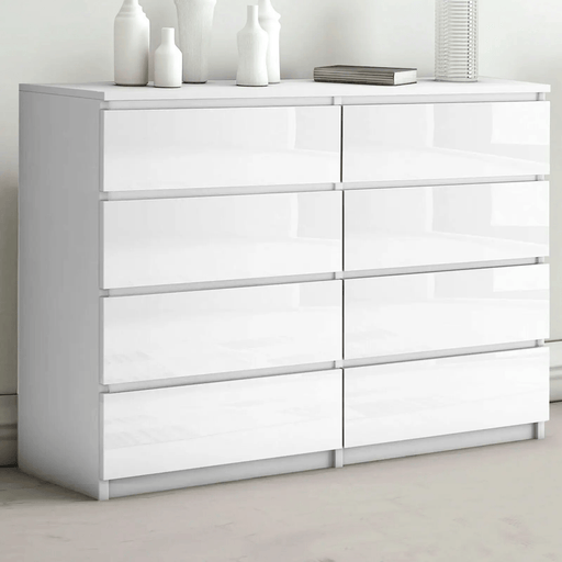 sue-e furniture Low boys 'Monaco' White Chest of 8 drawers 'Monaco' White Chest of 8 drawers