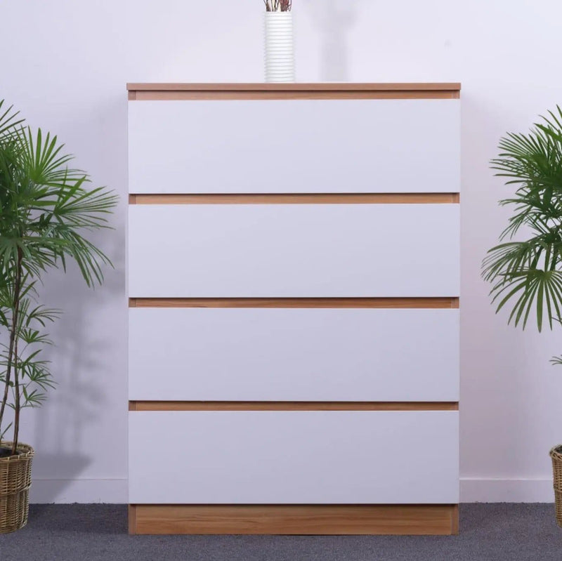 'Monaco' Set of 4 drawers white + oak by sue-e furniture