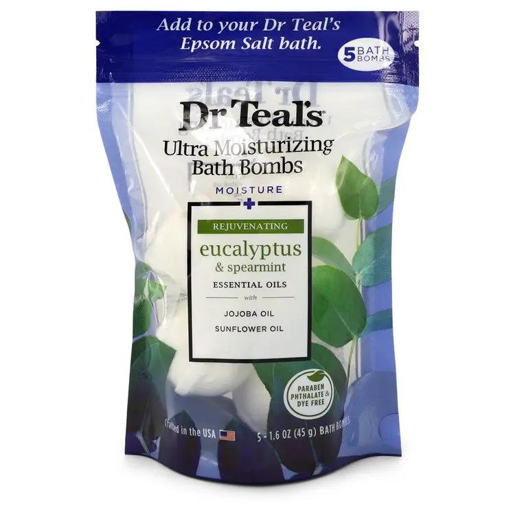 Dr Teals Ultra Moisturizing Bath Bombs Five (5) 1.6 oz Moisture Rejuvinating Bath Bombs with Eucalyptus & Spearmint, Essential Oils, Jojoba by Dr Teals 50 ml by Brands HD