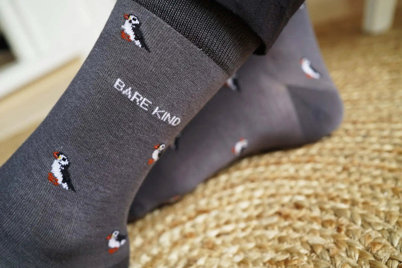 Save the Puffin Small Motif Bamboo Socks by Barekind NZ