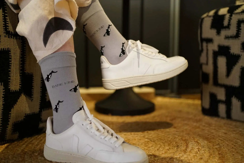 Save the Orca Small Motif Socks by Barekind NZ