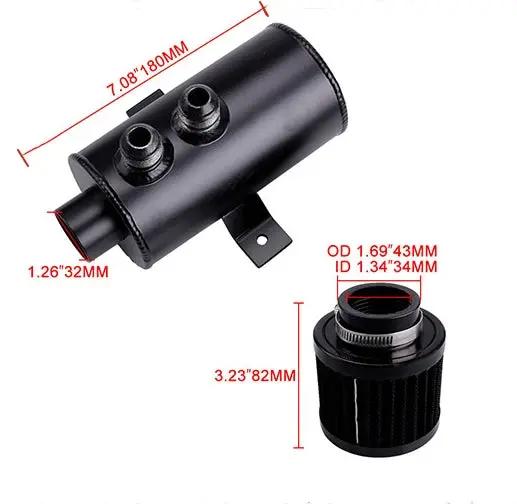 750ml Oil Catch Can Tank Kit Polish Baffled Reservoir with Breather Filter by salelink.co.nz