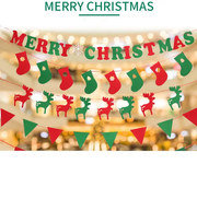 46PCS Merry Christmas Banner Decorations Bunting Sign by salelink.co.nz