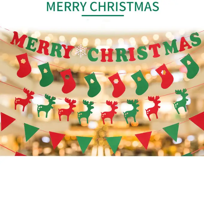46PCS Merry Christmas Banner Decorations Bunting Sign by salelink.co.nz
