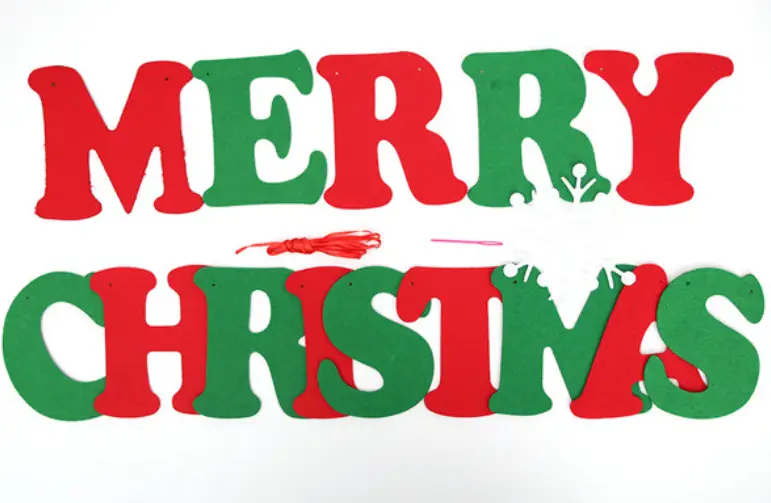 46PCS Merry Christmas Banner Decorations Bunting Sign by salelink.co.nz