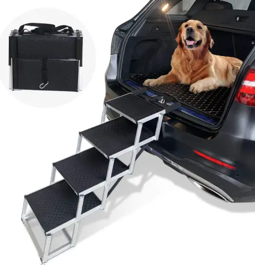Adjustable Aluminum Dog Stairs Dog Ramp Pet Ladder by salelink.co.nz