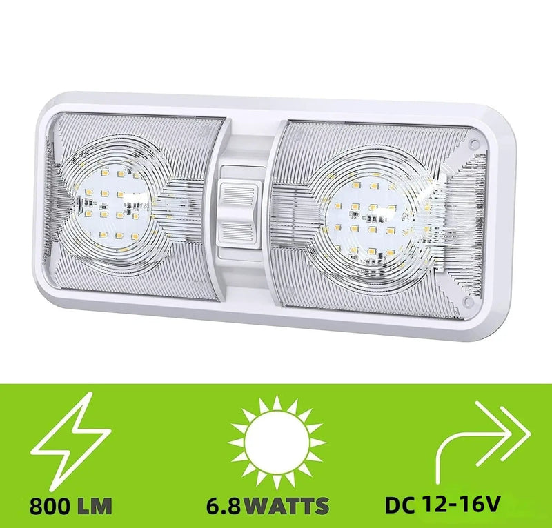 LED 2 Pack RV LED Ceiling Double Dome Light Fixture by salelink.co.nz