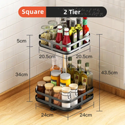 2 Tier Lazy Susan Rotating Spice Rack Kitchen Organiser Shelf by salelink.co.nz