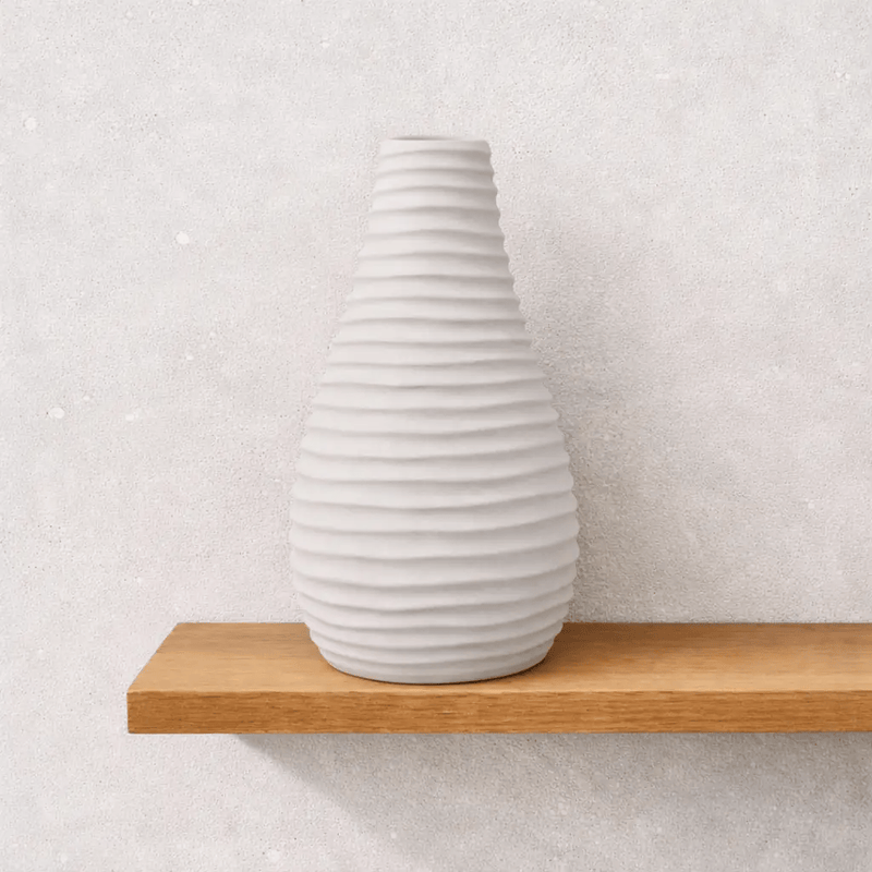 Frankly Cotton Minimalist Ribbed Ceramic Vase by Nest & Stem Homewares
