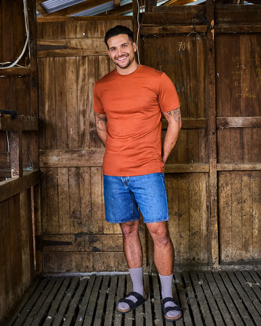 Men's Crew Short Sleeve T-shirt - 100% Merino Wool, Desert by Merino 365 NZ