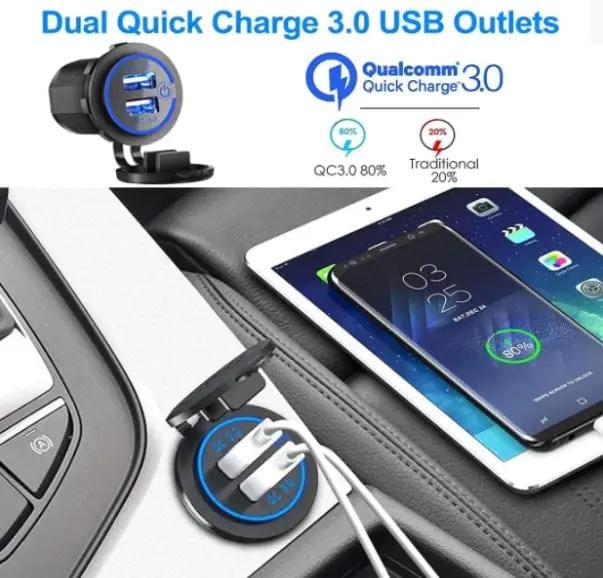 g8buynz Quick Charge 3.0 Dual USB Power Outlet with Touch Switch Waterproof 12V/24V Quick Charge 3.0 Dual USB Power Outlet with Touch Switch Waterproof 12V/24V