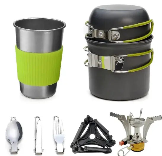 Portable Camping Stove Set - Compact Outdoor Cooking System with Windscreen | Backpacking Gas Stove by Mead's Supply & Equipment Outfitters limited