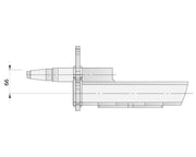 Overlay Beam Axle - 1500kg - Galvanised - 65SQ side view with dimensions showing length 66mm.