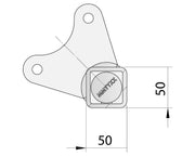Gull Wing Axle - Disc Braked - 2000kg - Bare Metal technical drawing with dimensions