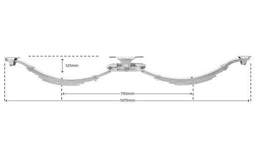 Eye to Slipper - 3500kg - 45mm wide - Pair with dimensions 790mm and 1470mm shown.