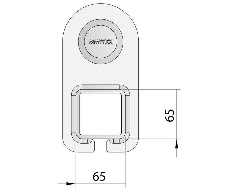 Drop Beam Axle dimensions illustration showing a non-braked design with measurements of 65mm