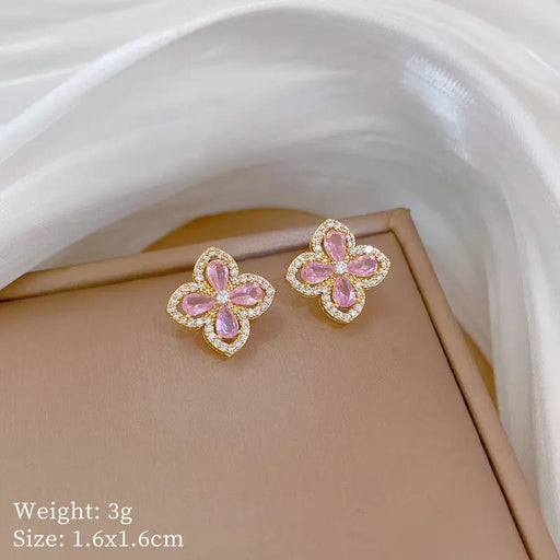 Poppy Gifts Jewellery Pink Butterfly Blossom Gold Crystal Earrings Pink Butterfly Blossom Gold Crystal Earrings