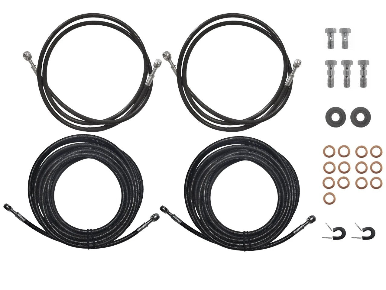 S/S Teflon Hose Kit - Banjo to Banjo - 2x1.5m & 2x6m by Trojan