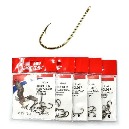 Eagle Claw HOOKS Eagle Claw 181 Baitholder Hook No.10 Eagle Claw 181 Baitholder Hook No 10 Secure Bait