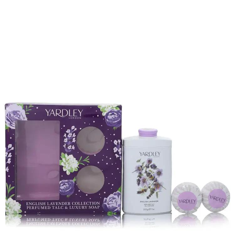 English Lavender Gift Set - 7 oz Perfumed Talc + 2-3.5 oz Soap by Yardley London -- by Brands HD