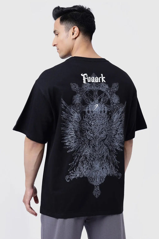 Eagle Oversized T-shirt Black by Fuaark Nz