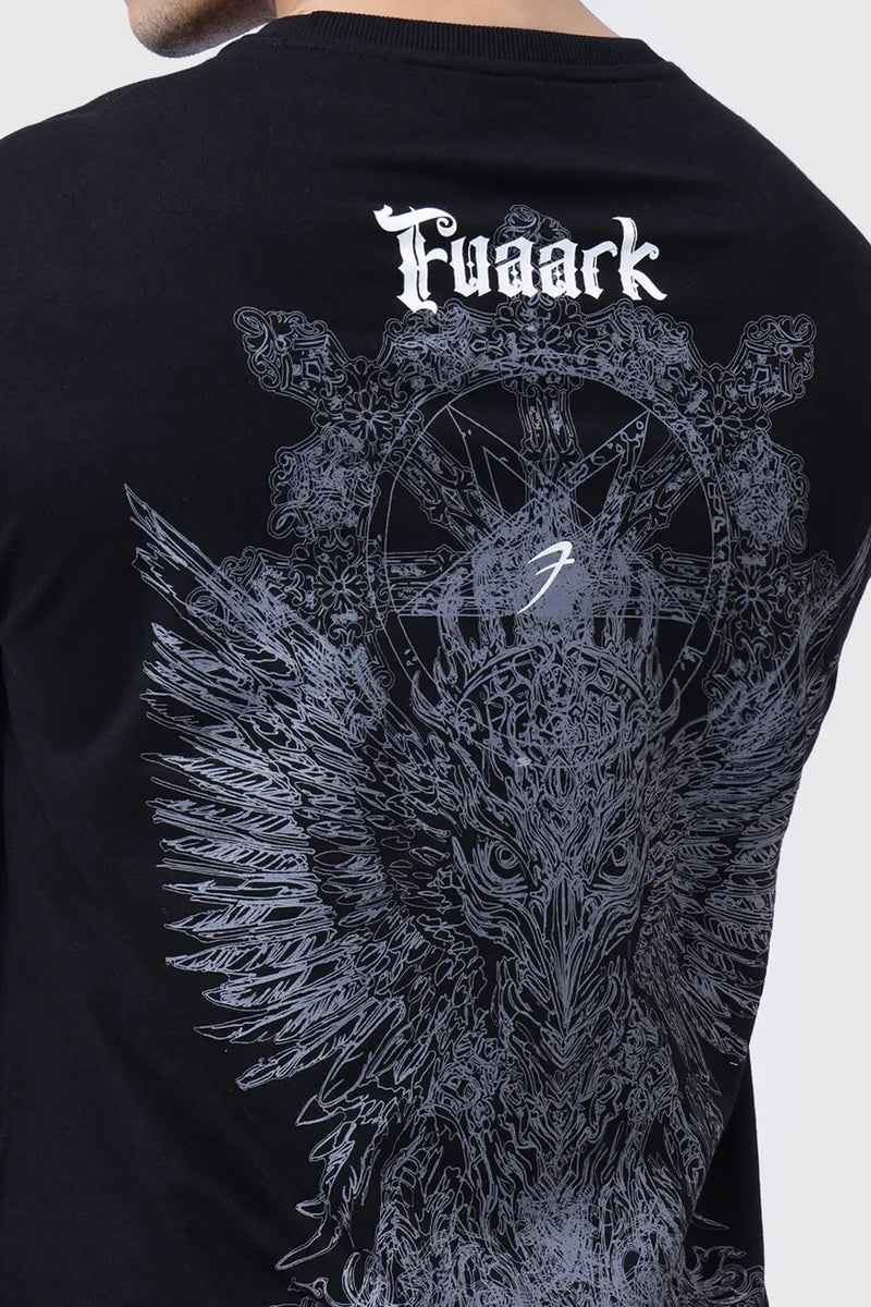Eagle Oversized T-shirt Black by Fuaark Nz