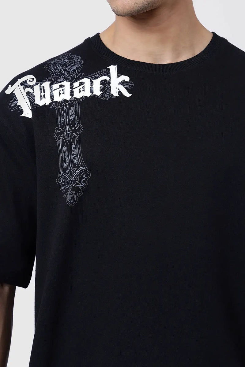 Eagle Oversized T-shirt Black by Fuaark Nz