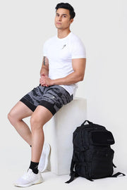 2 in 1 Printed Compression Shorts Gold Grey by Fuaark Nz