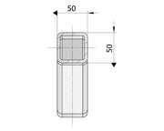 Gull Wing Axle - Non Braked - 1500kg - Bare Metal technical drawing showing dimensions of 50mm by 50mm.