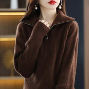 Women's 100% Merino Wool Thick Turtleneck Sweater - Zipper Front, Loose Fit | Winter Warmth by Mead's Supply & Equipment Outfitters limited