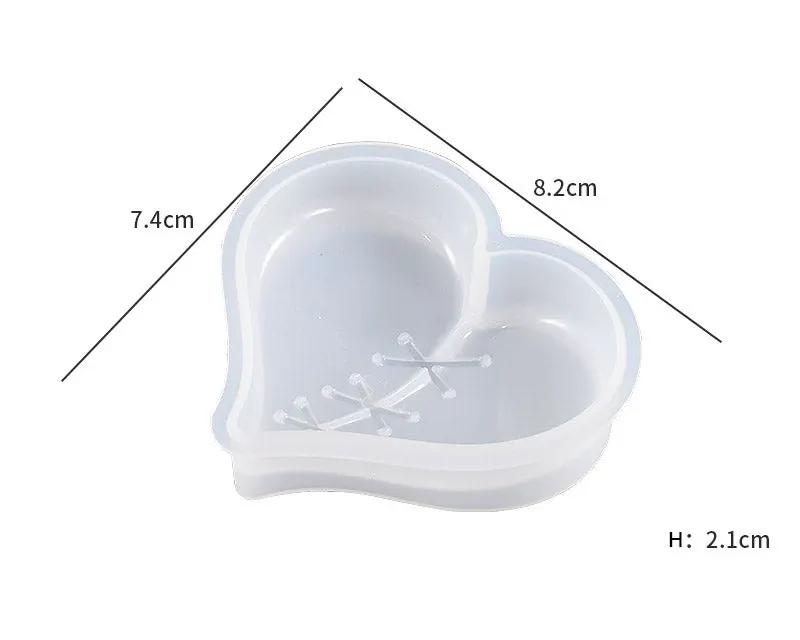 Rubbing Stitching Patching Heart Shaped Keychain Pendant Silicone Moulds for Resin Plaster Soap by Resin Art NZ