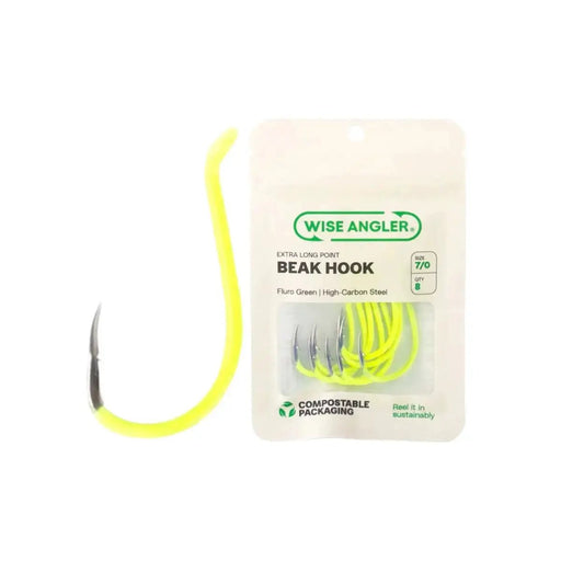 Beak Hook - Extra Long Point Fluro Green by WISE ANGLER