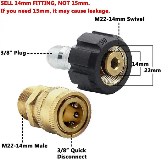 Pressure Washer Adapter Set, Quick Disconnect Kit, M22 Swivel to 3/8'' Quick Connect 3/4" to Quick Release by salelink.co.nz