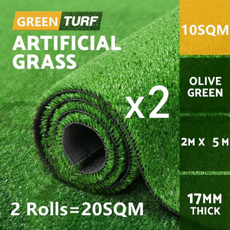 Two Pieces 2X5M Artificial Grass 17MM 20M2 by salelink.co.nz