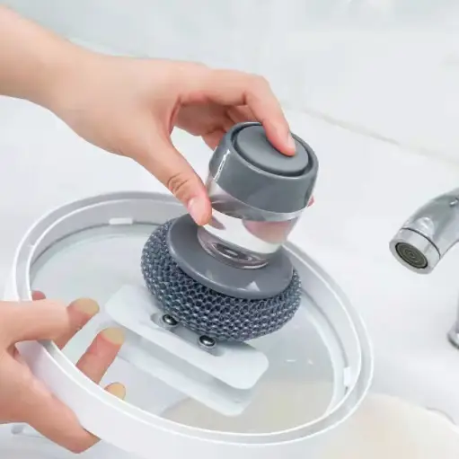 Kitchen Soap Dispensing Pot Cleaning Brush by salelink.co.nz