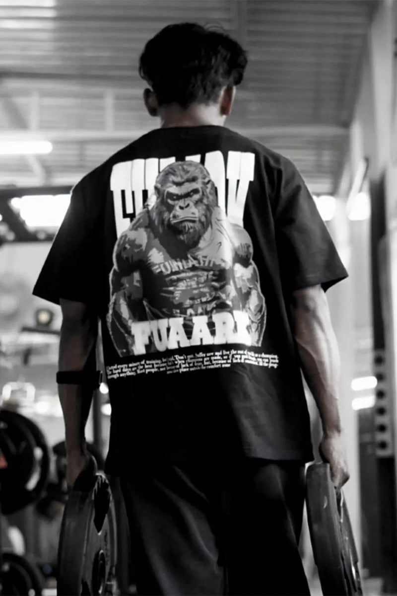 Gorilla Oversized T-shirt Black by Fuaark Nz