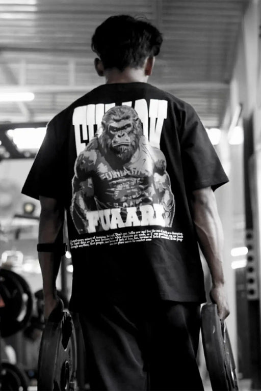 Gorilla Oversized T-shirt Black by Fuaark Nz