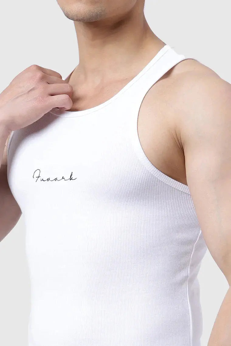 Ribbed Tank White by Fuaark Nz