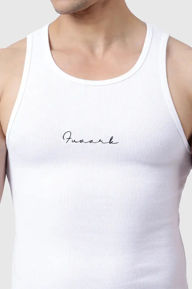 Ribbed Tank White by Fuaark Nz