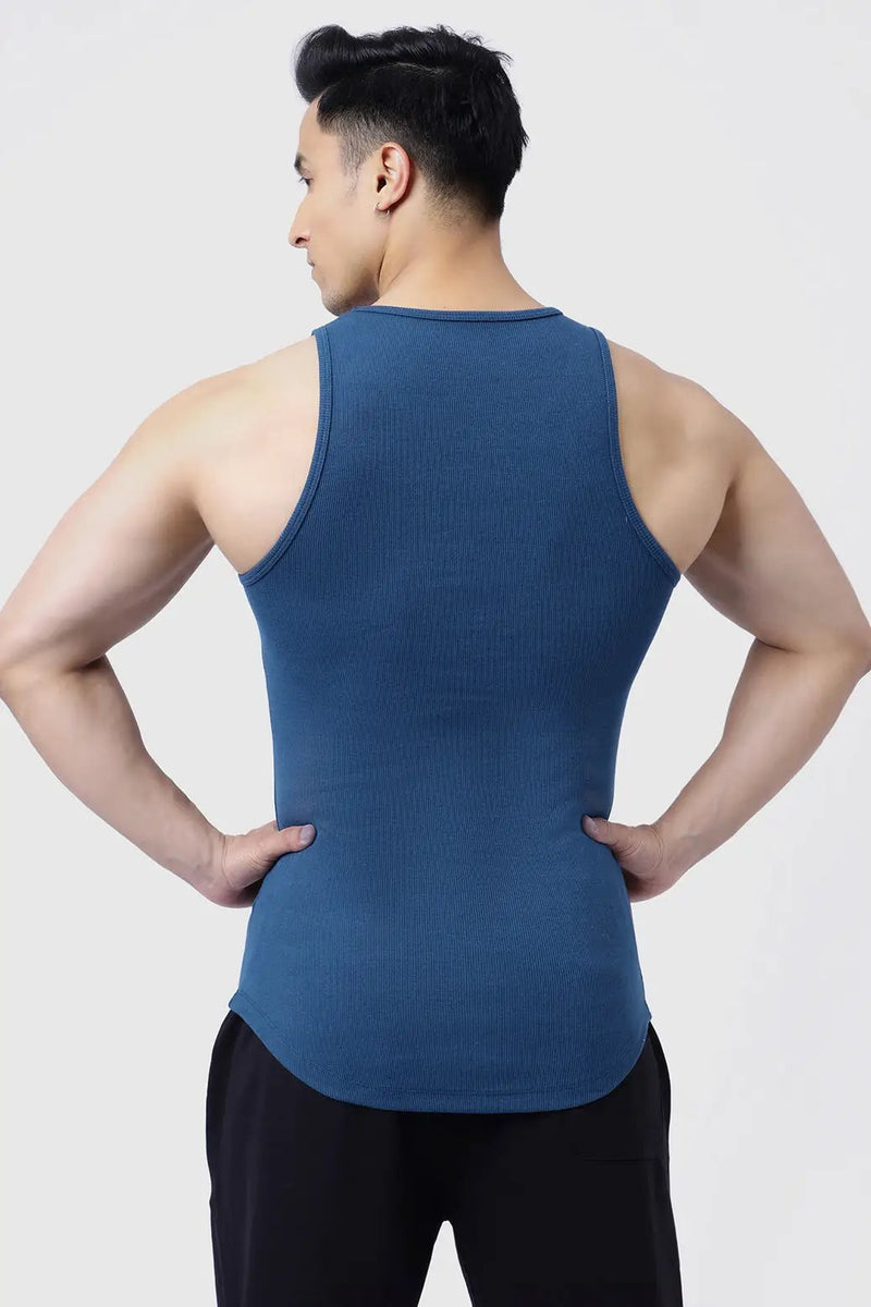 Ribbed Tank Teal by Fuaark Nz