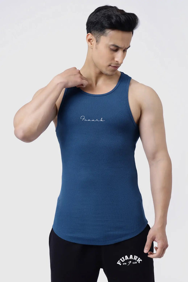Ribbed Tank Teal by Fuaark Nz