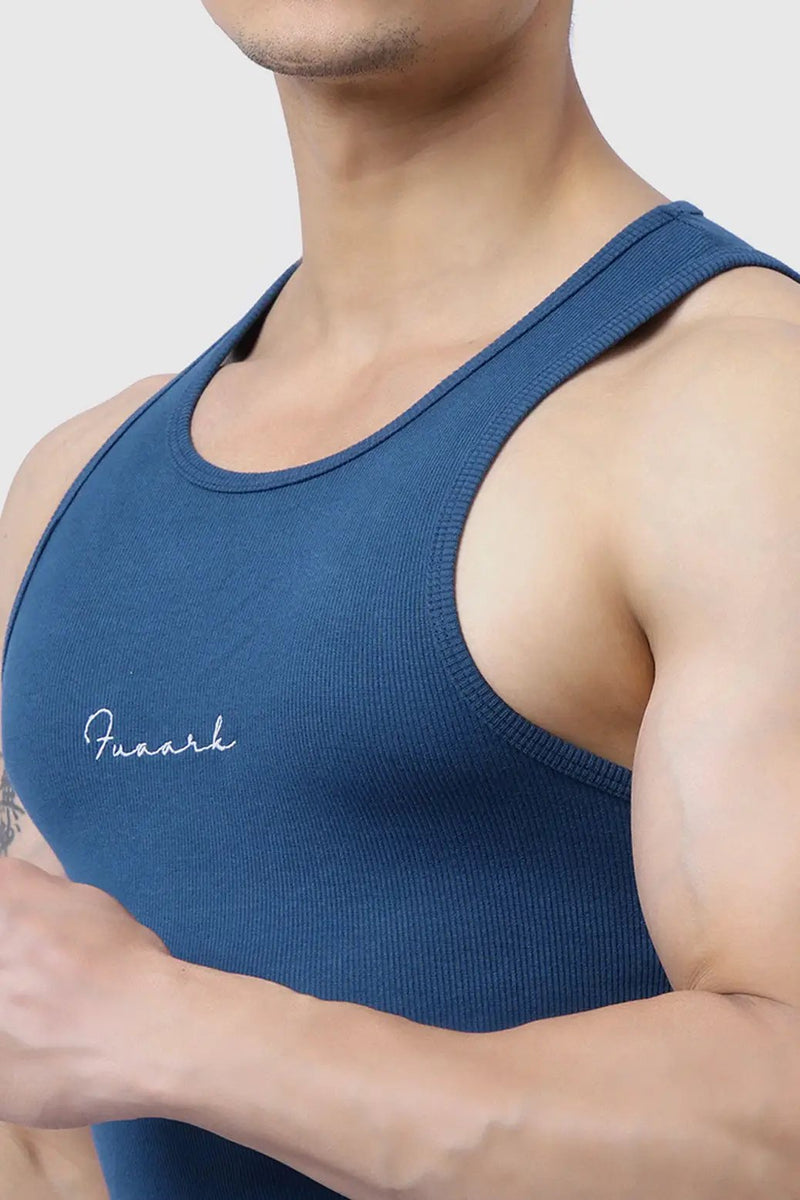 Ribbed Tank Teal by Fuaark Nz