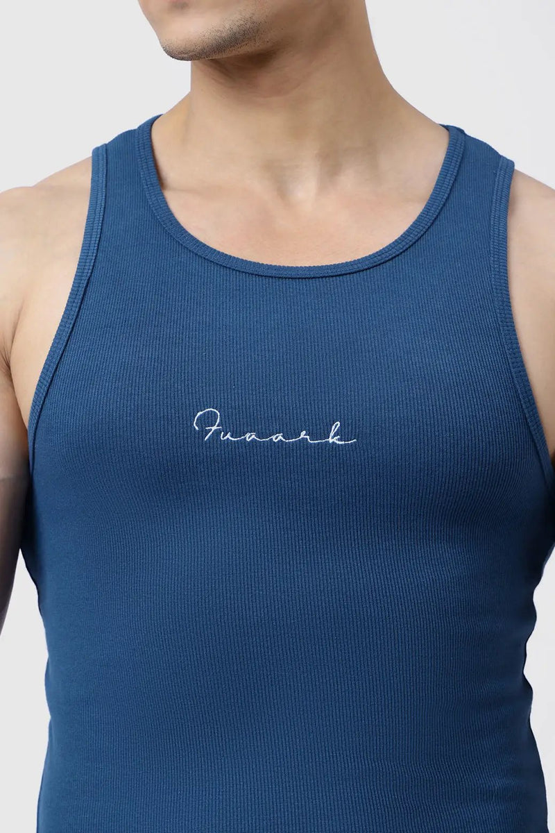 Ribbed Tank Teal by Fuaark Nz