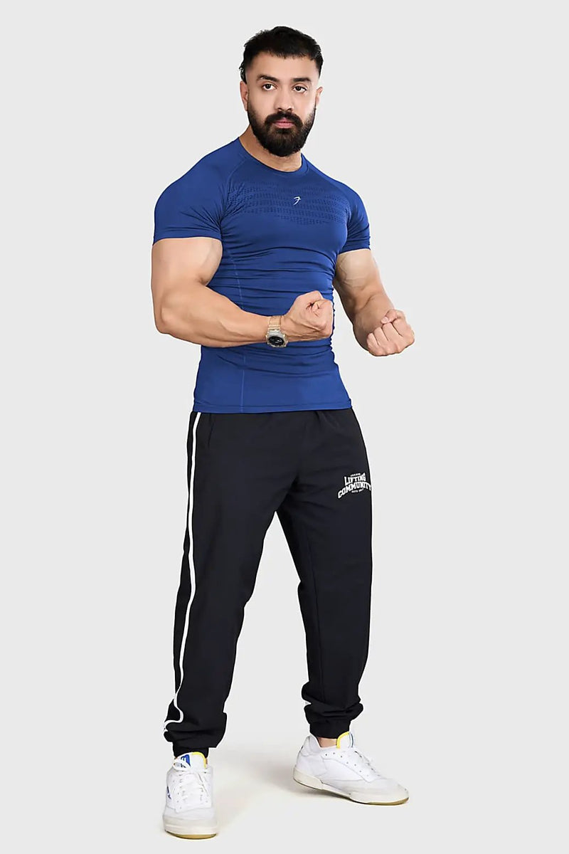 Power Seamless T-shirt Blue/Logo by Fuaark Nz
