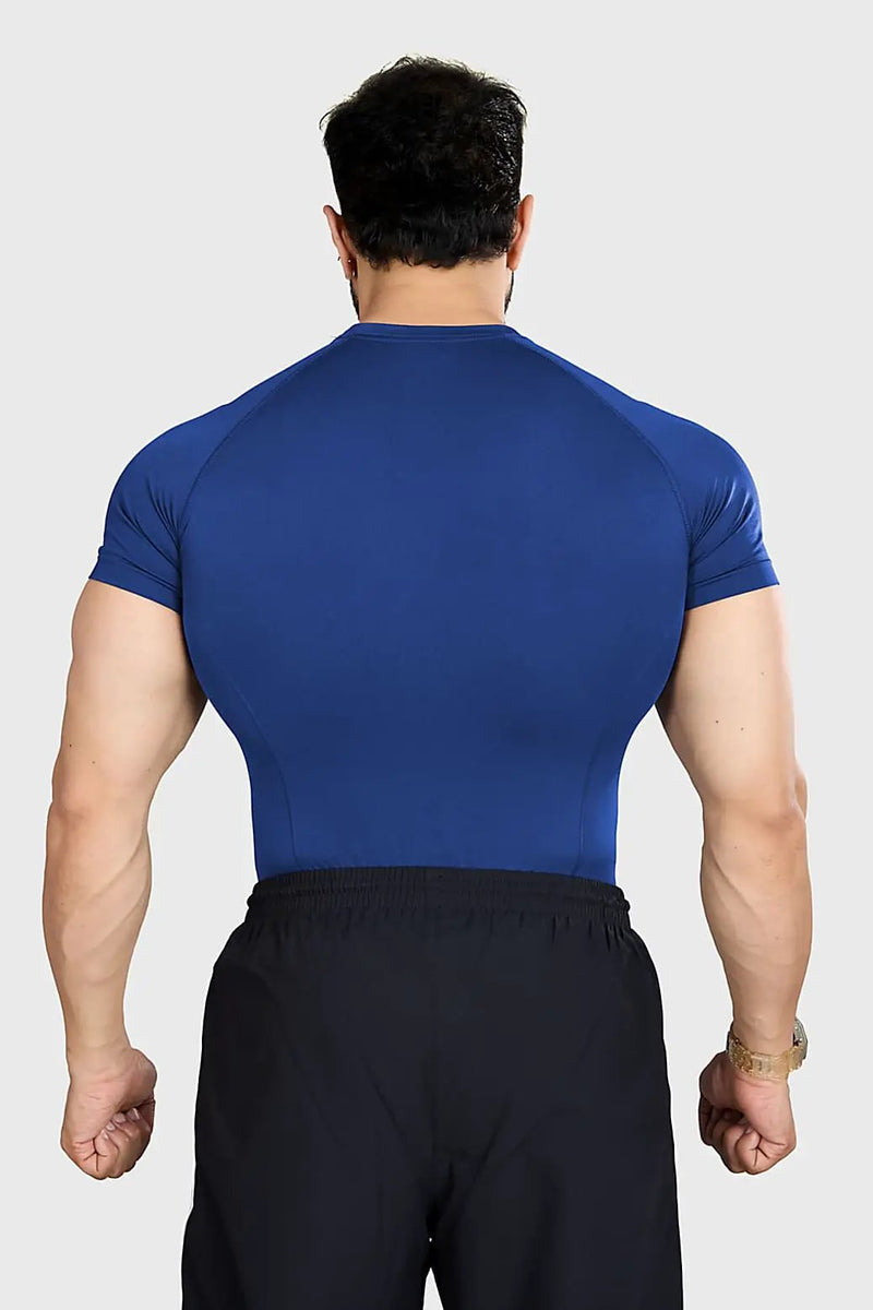 Power Seamless T-shirt Blue/Logo by Fuaark Nz