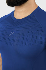 Power Seamless T-shirt Blue/Logo by Fuaark Nz