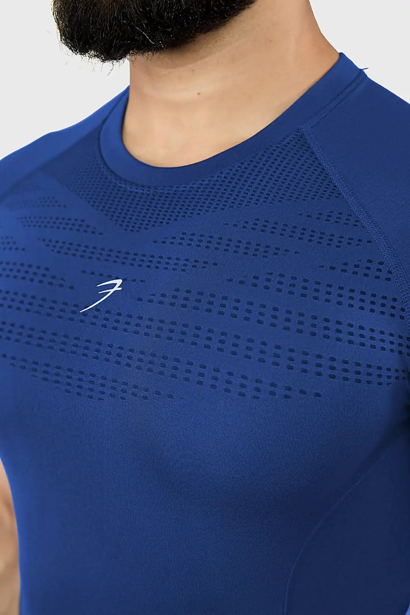 Power Seamless T-shirt Blue/Logo by Fuaark Nz