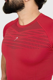 Power Seamless T-shirt Red/Logo by Fuaark Nz