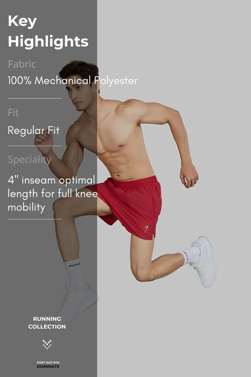 Pulse 4" Running Shorts Red by Fuaark Nz